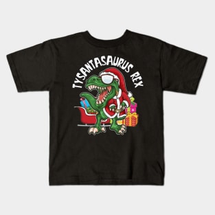 TySantaSaurus Rex Dinosaur Christmas T Rex Kids T-Shirt